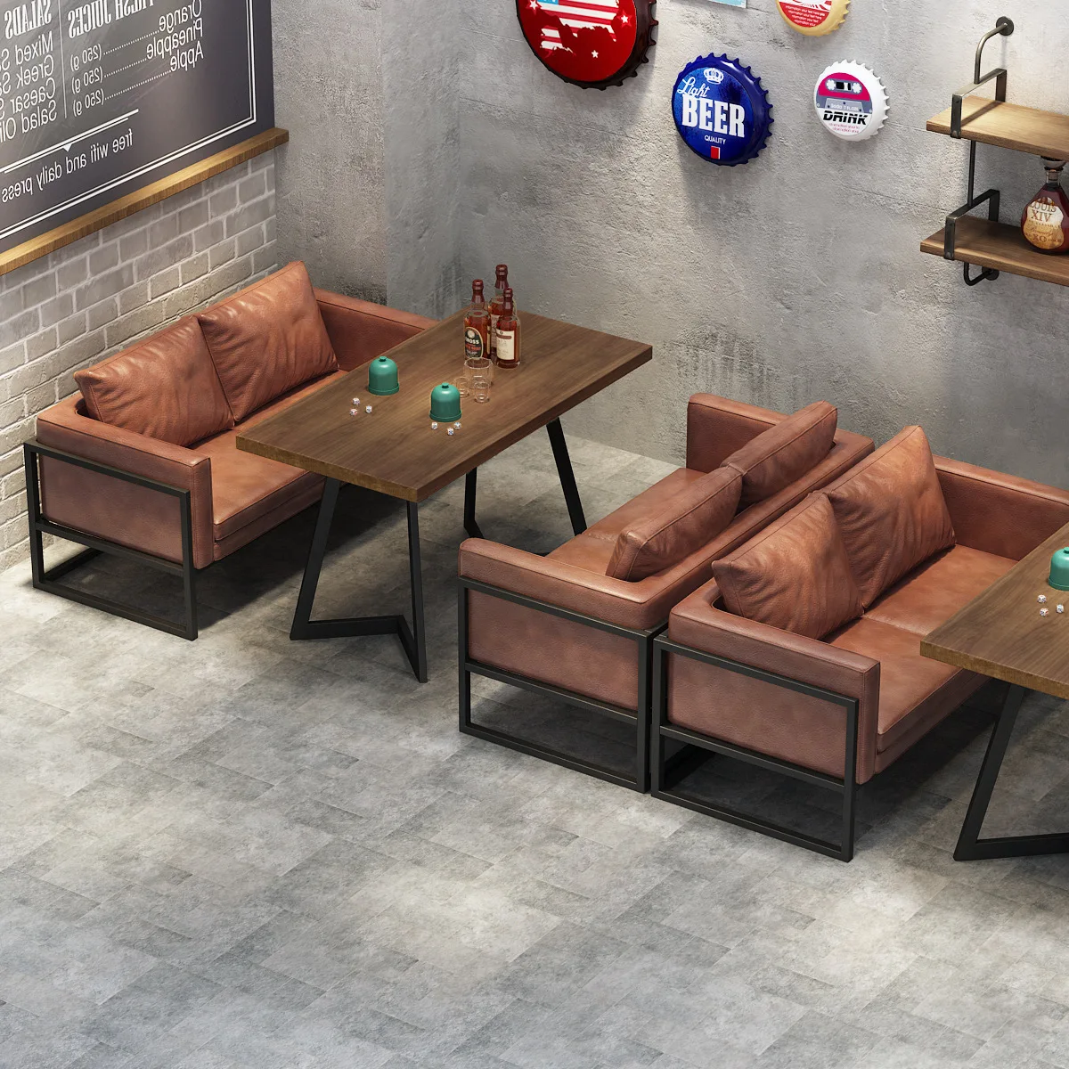 Sofa card seat Industrial style bar Clear bar Cafe Table and chair combination Light luxury