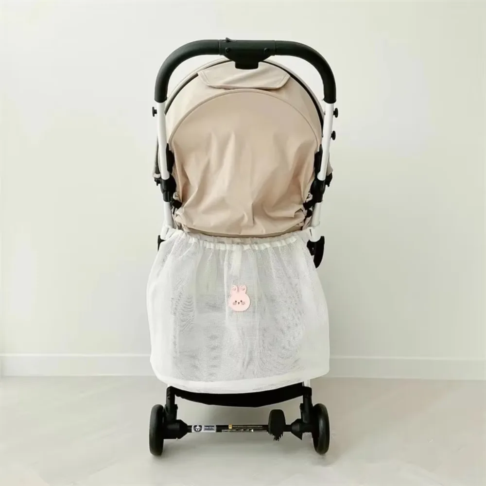 Large Capacity Stroller Hanging Bag Mesh Storage Organizer Nappy Organizer Reusable Stroller Storage Mesh Bag Stroller