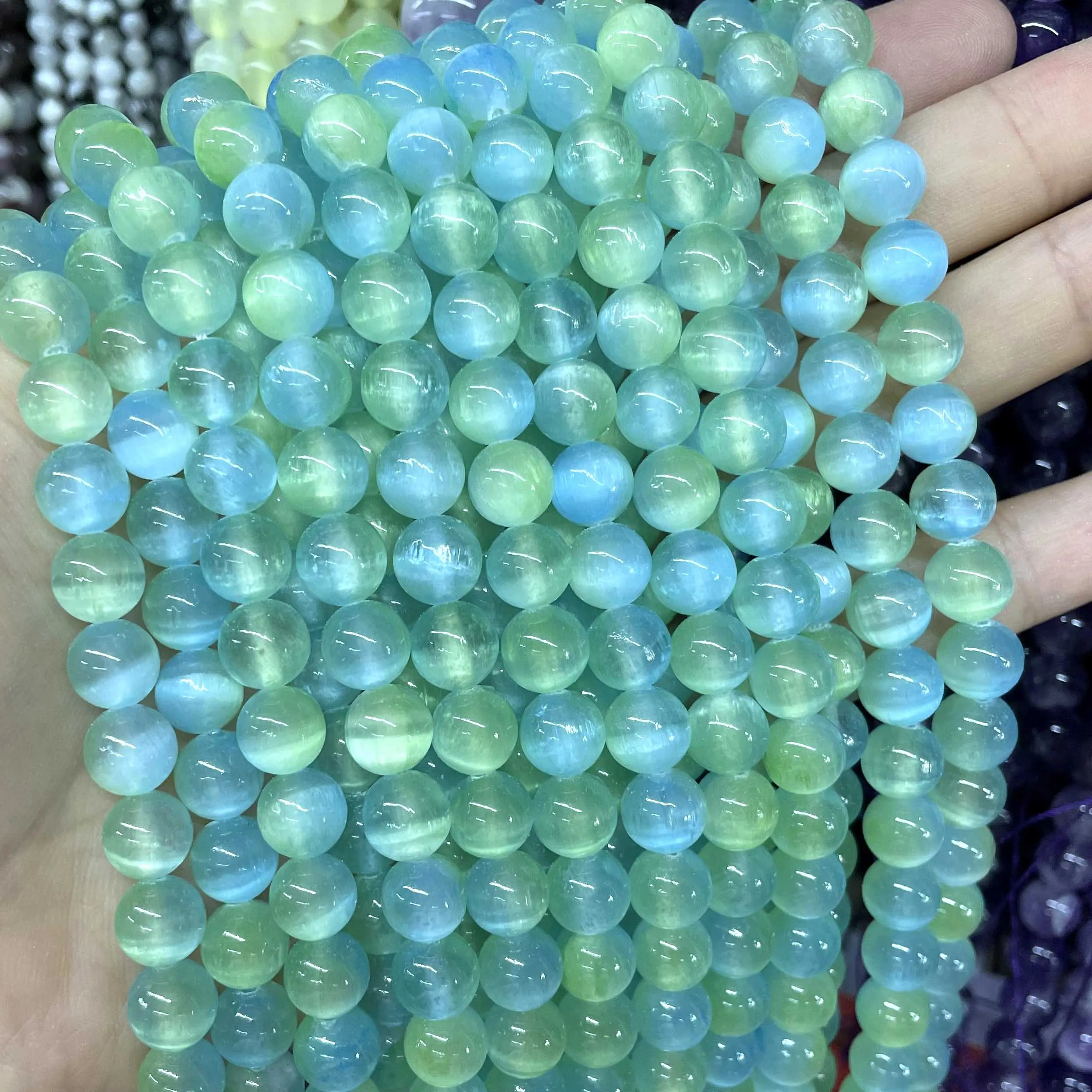 6 8 10MM Natural Gemstone Colorful Selenite Stone Loose Round Spacer Beads For Jewelry Making Diy Bracelet Necklace Earrings