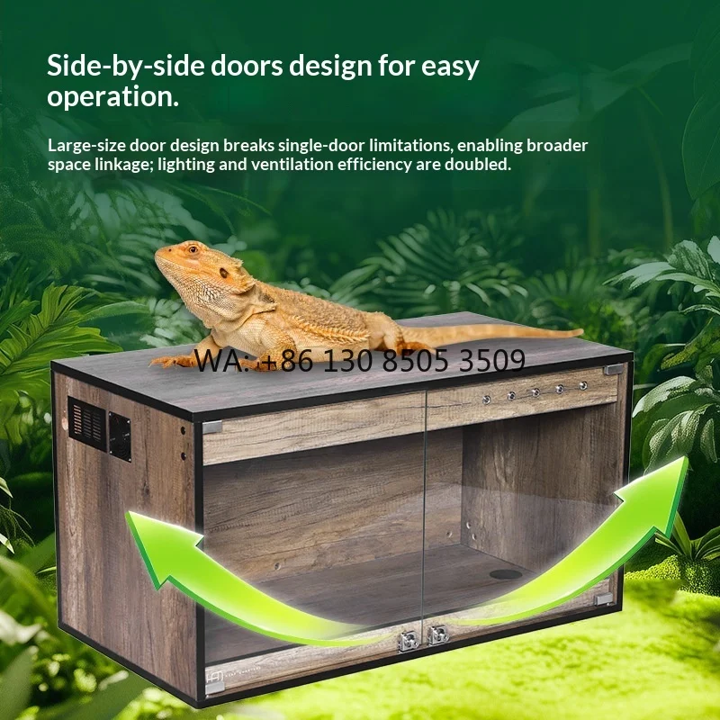 

Custom-Made Wood Double-Door High Transparency Glass Manual Temperature-Controlled Bearded Dragon Hamster Reptile Breeding Box
