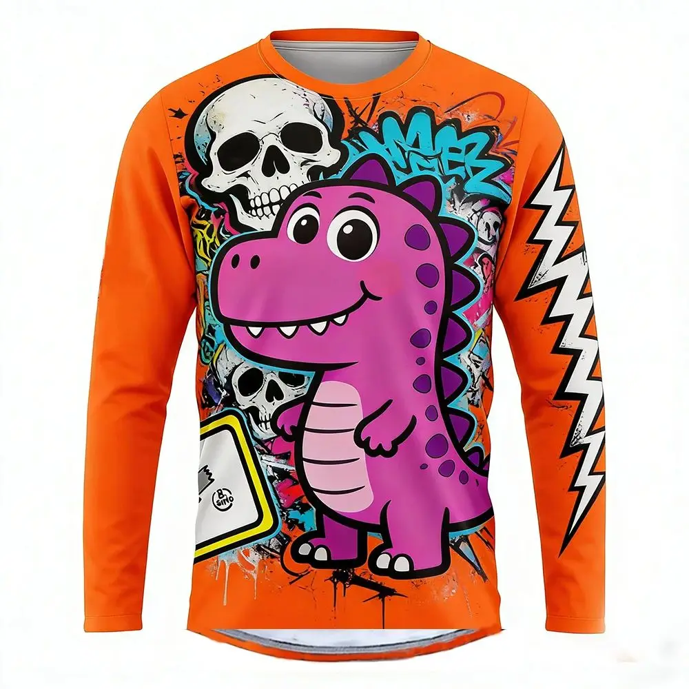 Men's Cycling Apparel, Dinosaur Print, Mountain Bike T-Shirt, MTB Cycling Apparel, BMX Motorcycle Riding Apparel Family-Matching