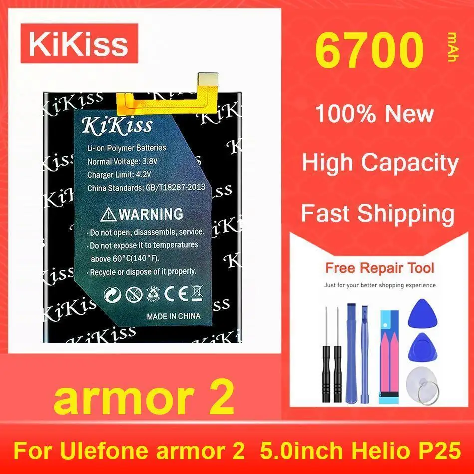 

Kikiss Battery 6700Mah Armor 2 For Ulefone 5.0Inch Helio P25
