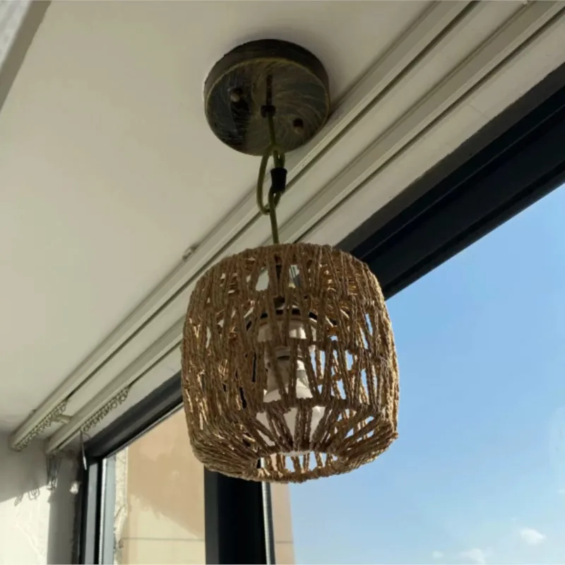 Handmade woven paper rope creative lamp decoration for homestays, hot pot restaurants,  DIY hanging lampshades