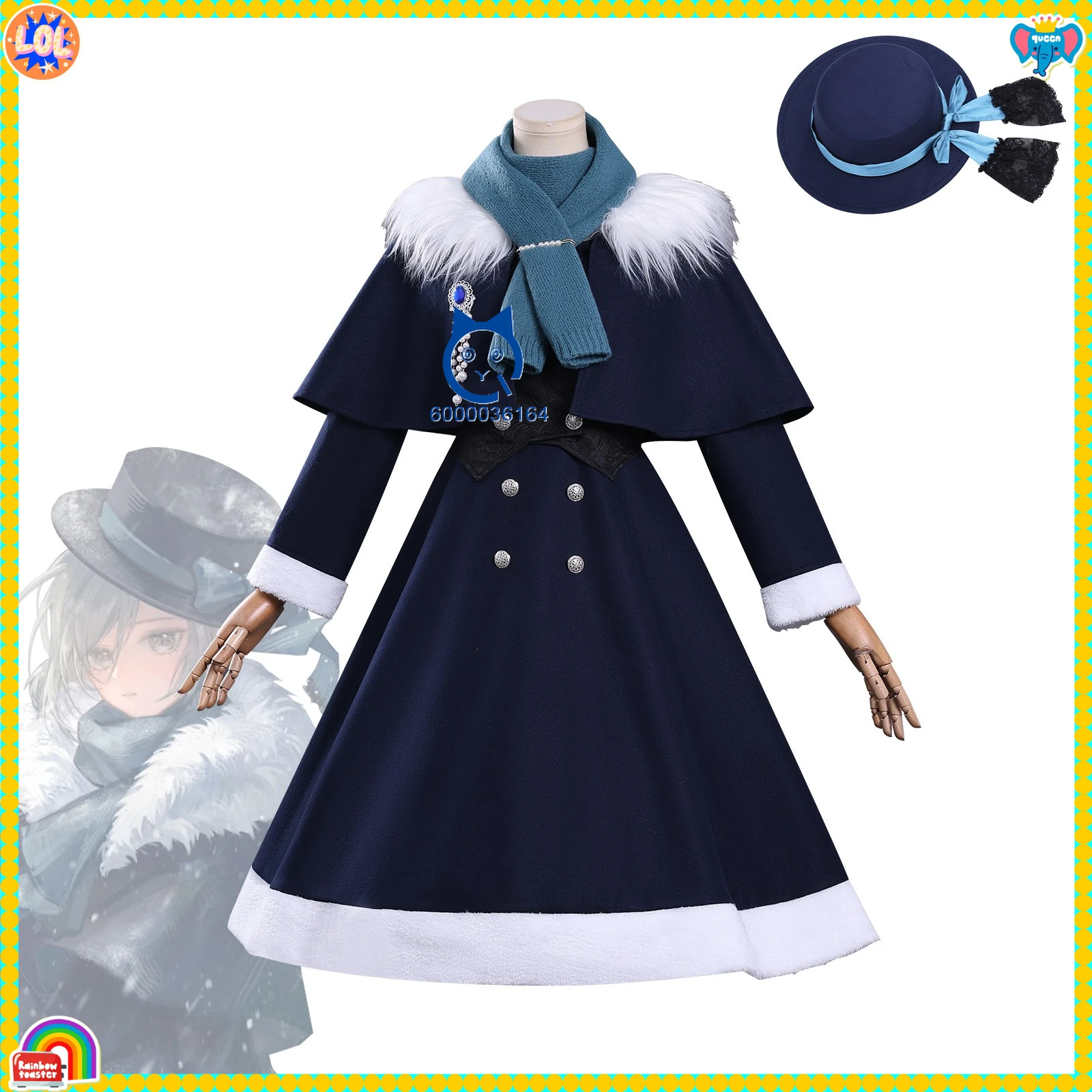 

Top Game Reverse: 1999 Cosplay Costume Anime Vertin Role Playing Blue Winter Uniform Hat for Women Adult Comic Con Halloween