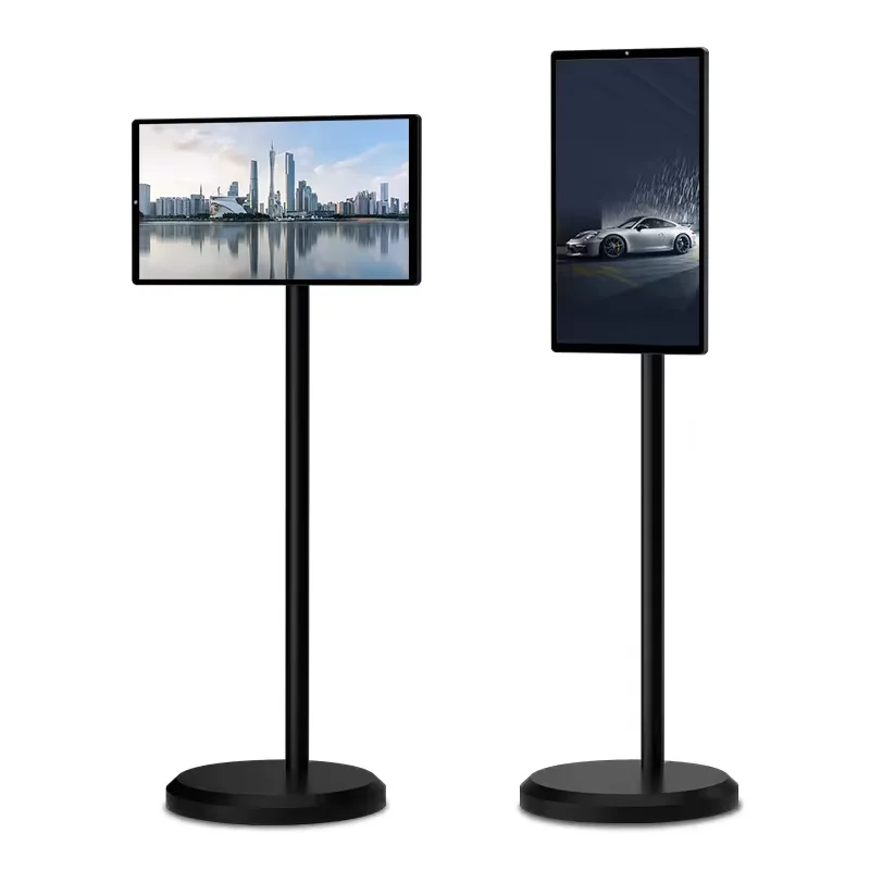 

21.5 Inch Rechargeable Portable SmartTV Stand With In.Cell Touch Moving ScreenWheels Speaker For Gym & Gaming PhotoBooth Tool
