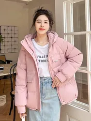 Jaqueta puffer com capuz de inverno feminina, parka feminina, casaco de algodão grosso, solto para senhoras, roupa curta quente, coreano, 2023