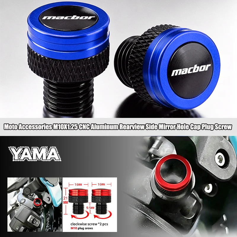 

Moto Accessories CNC Aluminum Rearview Side Mirror Hole Cap Plug Screw For Macbor Montana XR1 XR5 500 Rockster 400 flat 12