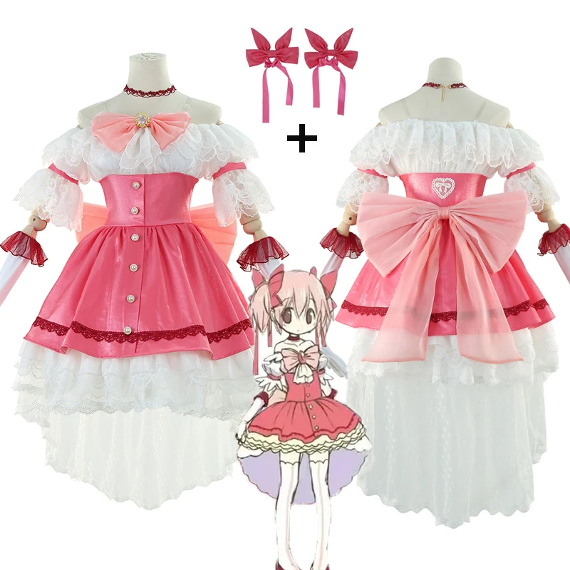 Anime Puella Magi Madoka Magica Cosplay Costume OVA Halloween  Cosplay Women Clothes Fancy Pink Lolita Dress Suit School Uniform