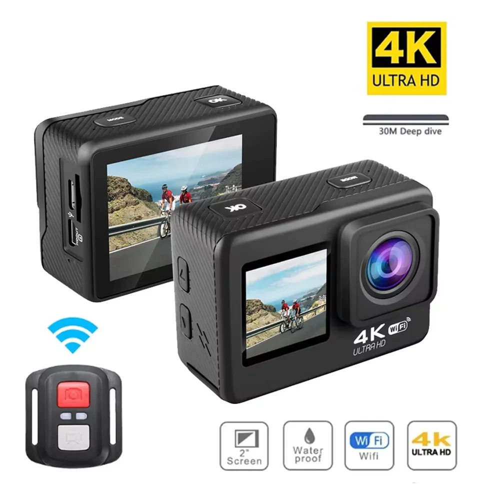 

4K Action Camera Winter Outdoor Ski Mini Cam WiFi 2.0" 170D Underwater Waterproof Helmet Video Recording Camera Sports Cameras