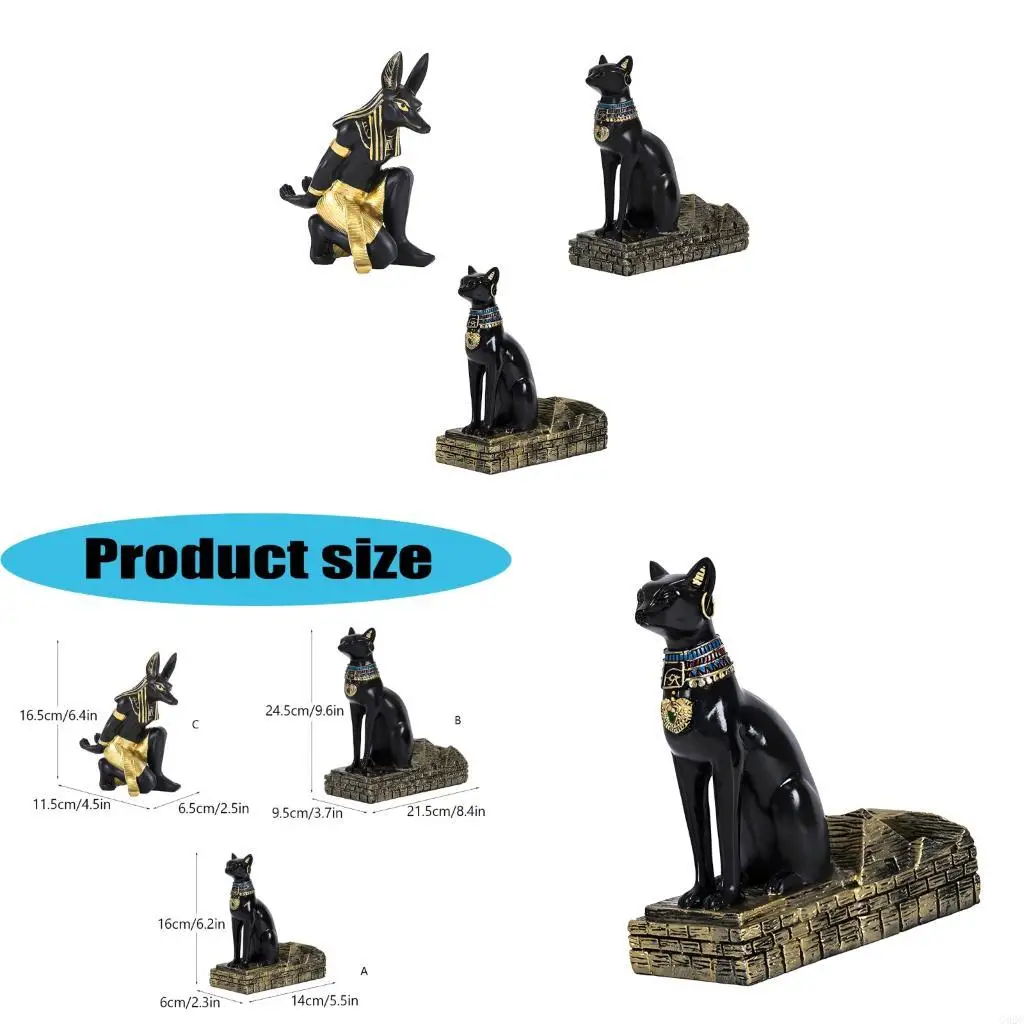 G92C Creative Egyptian God Wine Shelf Elegant Resin Bastet Anubis Statue Wine Bottle Rack For Theme Night And Party Gift