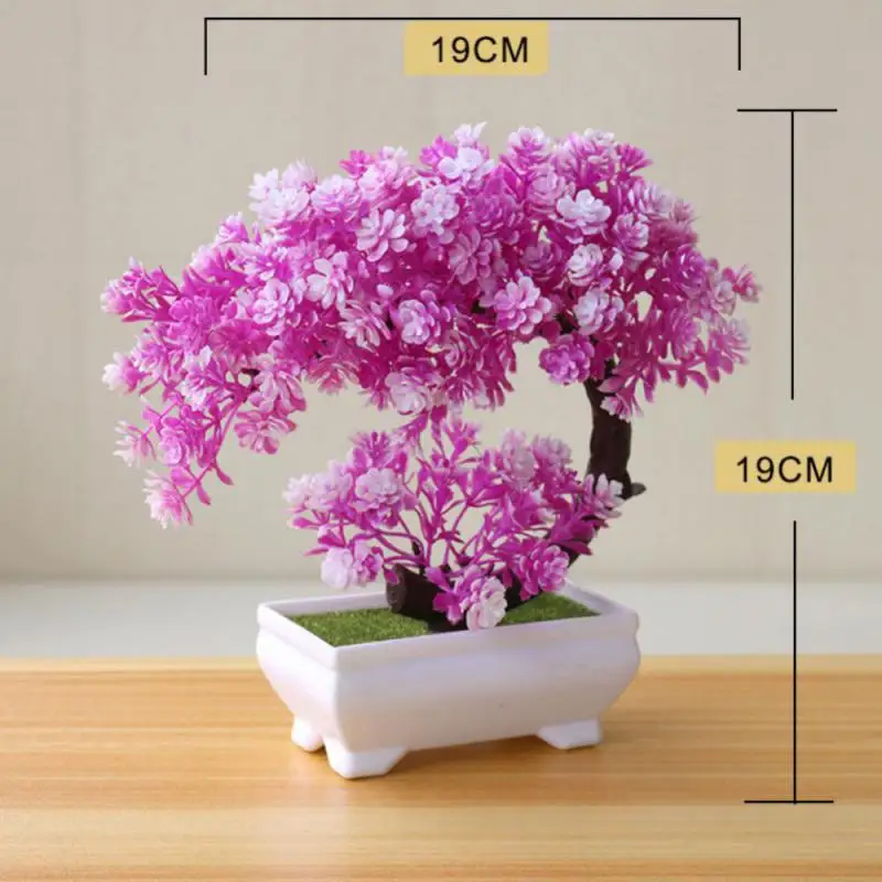 1Pc Artificial Plastic Plants Bonsai Small Tree Pot Potted Flower Garden Fake Plant Arrangement Ornaments Room Home Table Decora