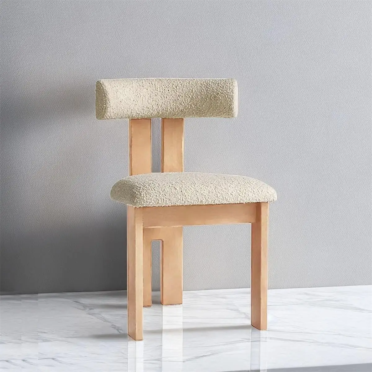 //Modern Nordic Minimalist Indoor Creative Makeup Home Furniture Plush Soft Pad Wooden Back Casual Hippo Side Dining Chair.