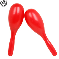 1 Pair Orff Kindergarten Musical Instruments Hand-cranked Plastic Sand Hammer Sand Balls Red Education Music Learning Gifts