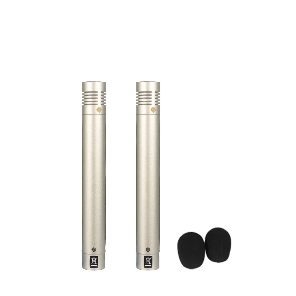 GOOERMI C02 2Pcs Stereo Pencil Condenser Microphone Small Diaphragm Cardioid XLR with Clip Windscreens Case for Studio Recording