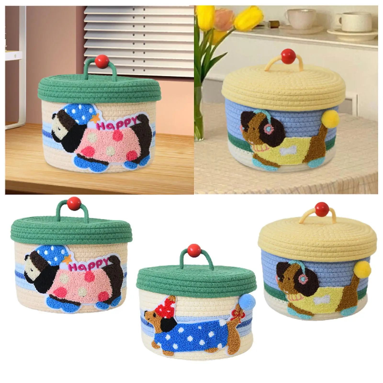 

Cotton Rope Storage Basket Centerpiece Stylish Handmade Woven Organizer Bin for Desktop Bedroom Living Room Cabinet Cosmetic