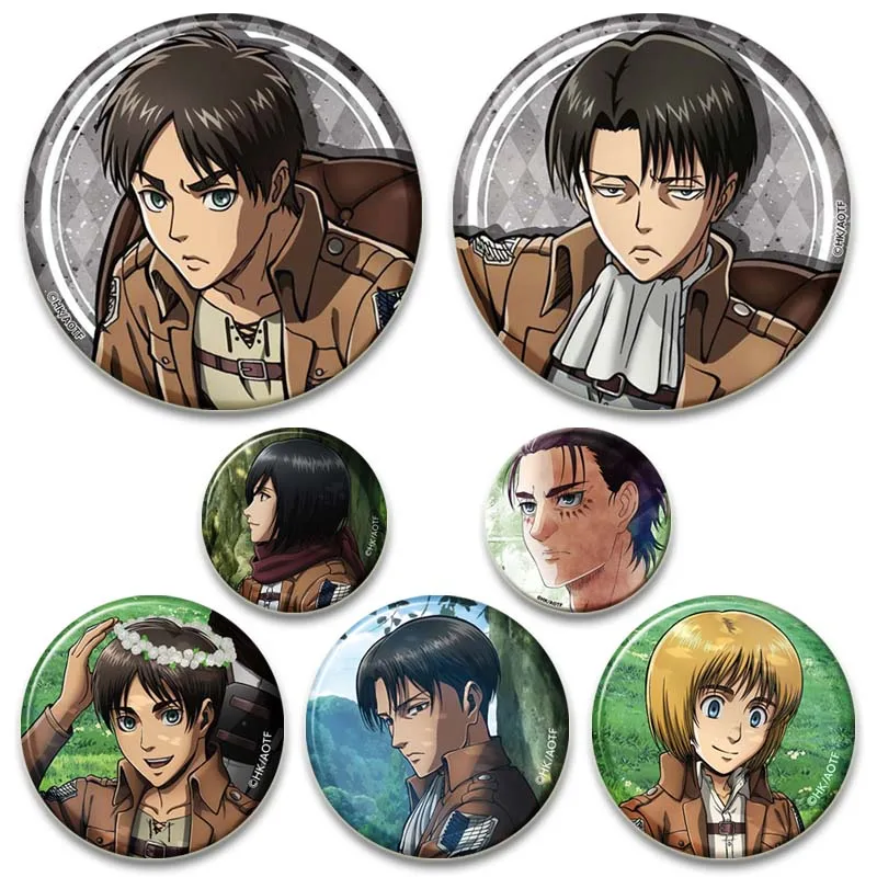 Attack on Titan Anime Badge Eren Levi Cartoon Arlert Erwin Smith Zoe Hange Hans Jean Button Pins Fashion Jewelry Brooch Gifts