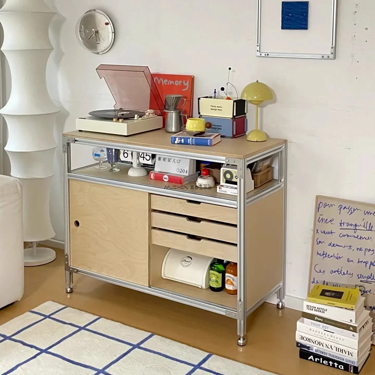 

Шкаф для хранения TLF Reserve из березового дерева и алюминия, экологичный, современный, простой, для гостиной, кофейный шкаф-витрина