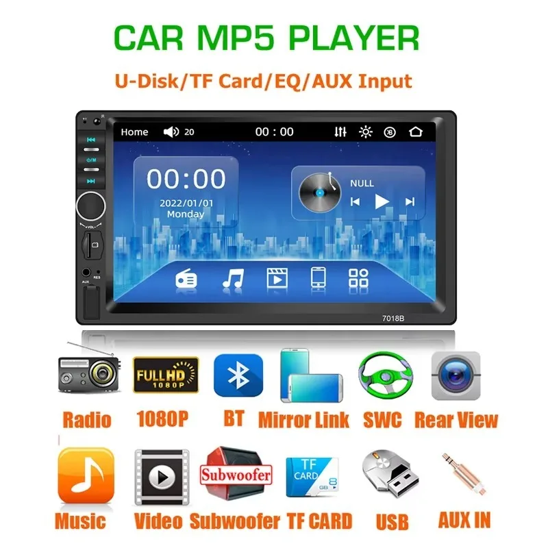 Car Touch Screen 7 Inch 2 Din Multimedia Dvd Player Stereo Universal with Camera Car Radio