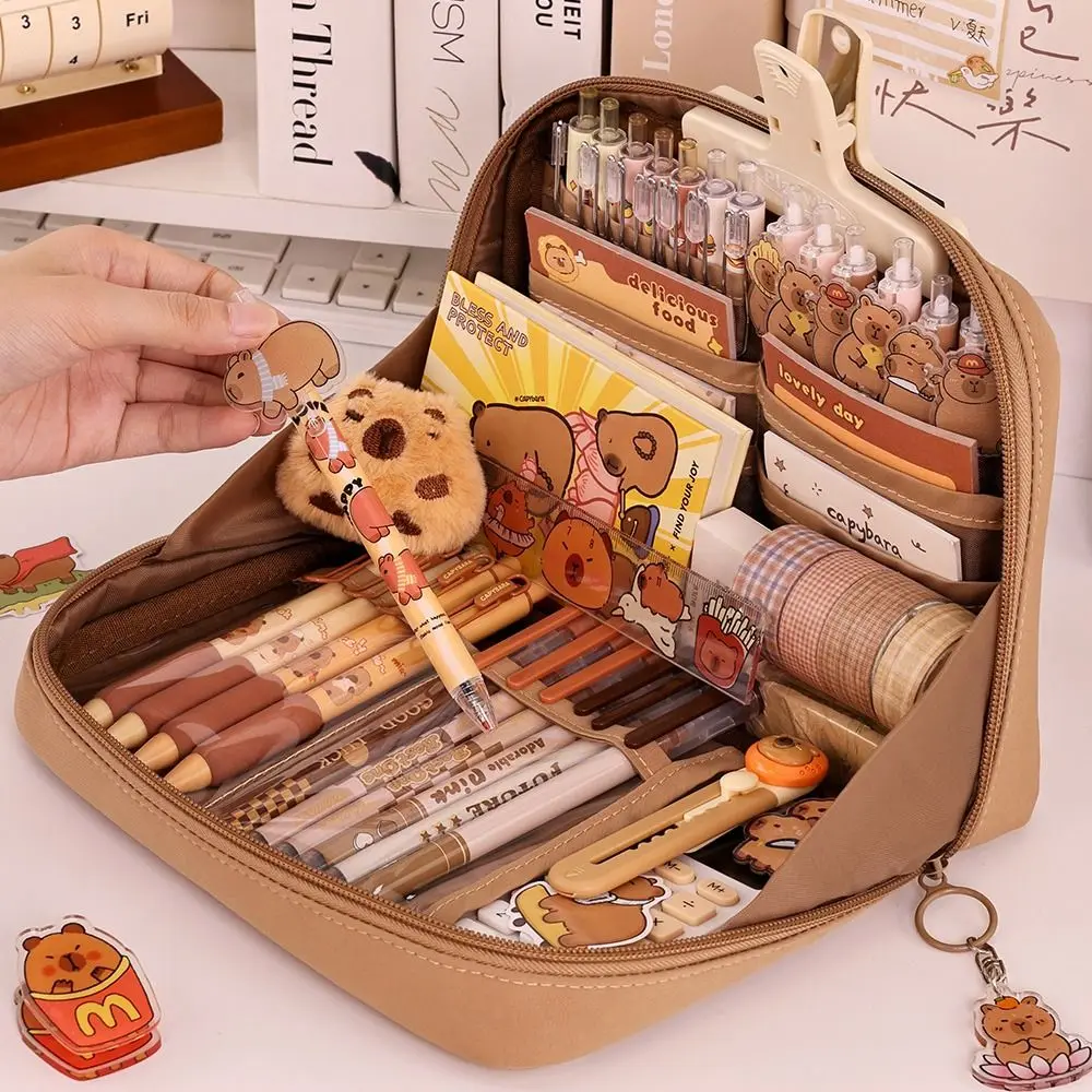 Multifunctional 12-Layer Pen Bag Large Capacity Round Zipper Pen Storage Bag 90 Degree Large Opening Pencil Box Student