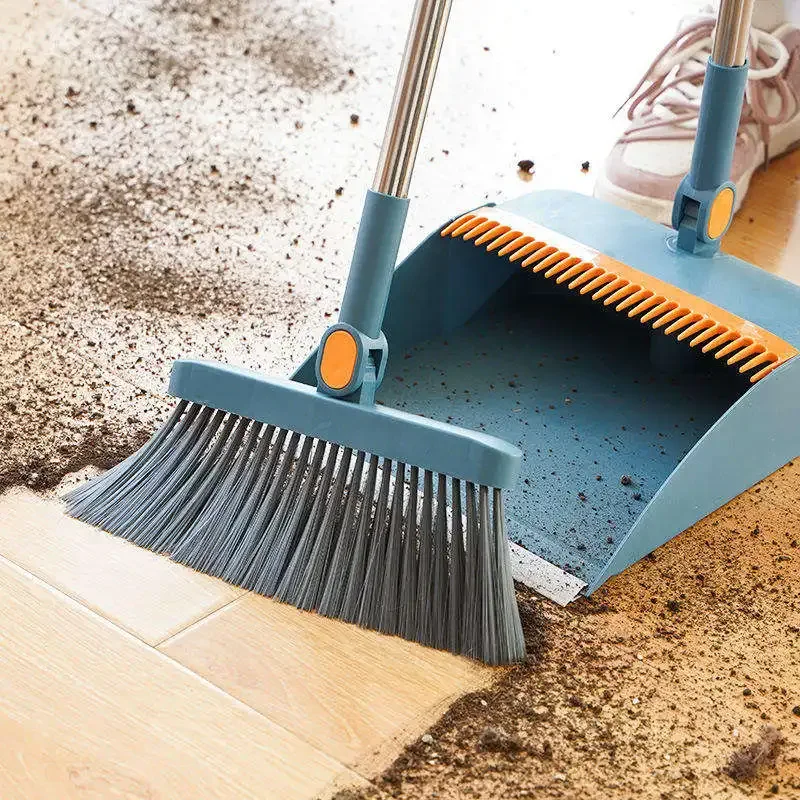 Two piece broom set, three color dustpan combination, household sweeping broom, folding broom, wiper, dustpan, garbage shovel image 6