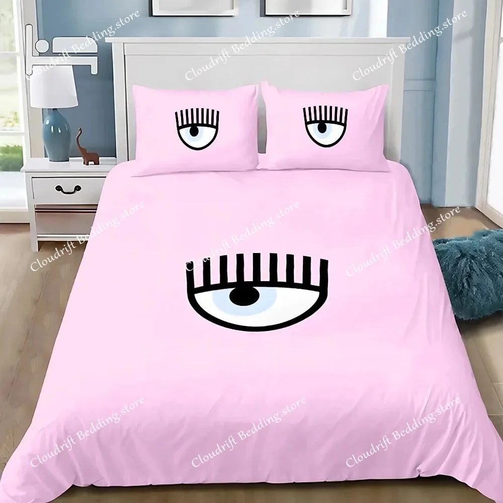 Exquisite 3D Eyes Wallpaper Chiara Ferragni Digital Printing Bedding Set Duvet Cover Comforter Bed Adult Girls Boys Gift