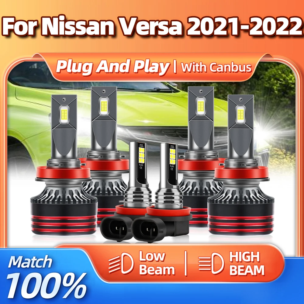 Canbus LED Car Headlight Bulbs 360W 60000LM Turbo Auto Lamps 12V 6000K Cold White Fog Lights For Nissan Versa 2021 2022