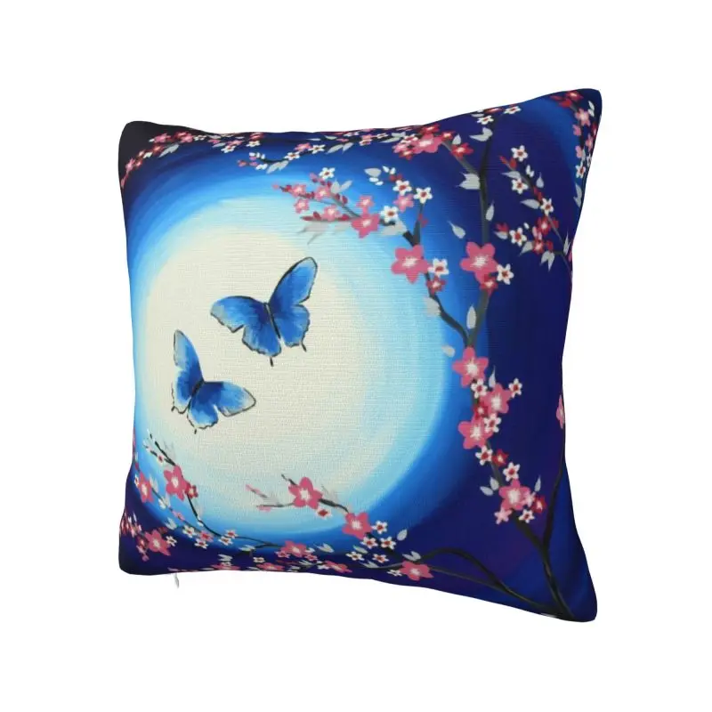 Japanese Cherry Blossoms Butterflies Luxury Throw Pillow Cover Bedroom Decoration Flower Floral Chair Cushion