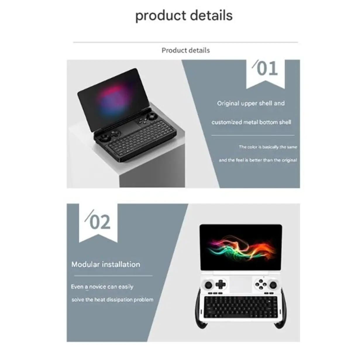 2026 NEW Double Fan Cooling Module for Win Mini Handheld Gaming PC Aluminum Base High Performance Light Weight Black