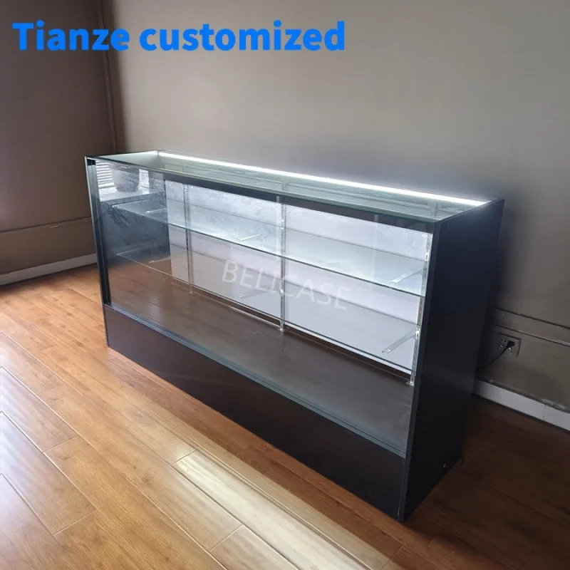 (customized)70 inch Heavy Duty Display Cabinet Multi-layer Glass Shelves Display Smoking Shop Display Glass Showcas