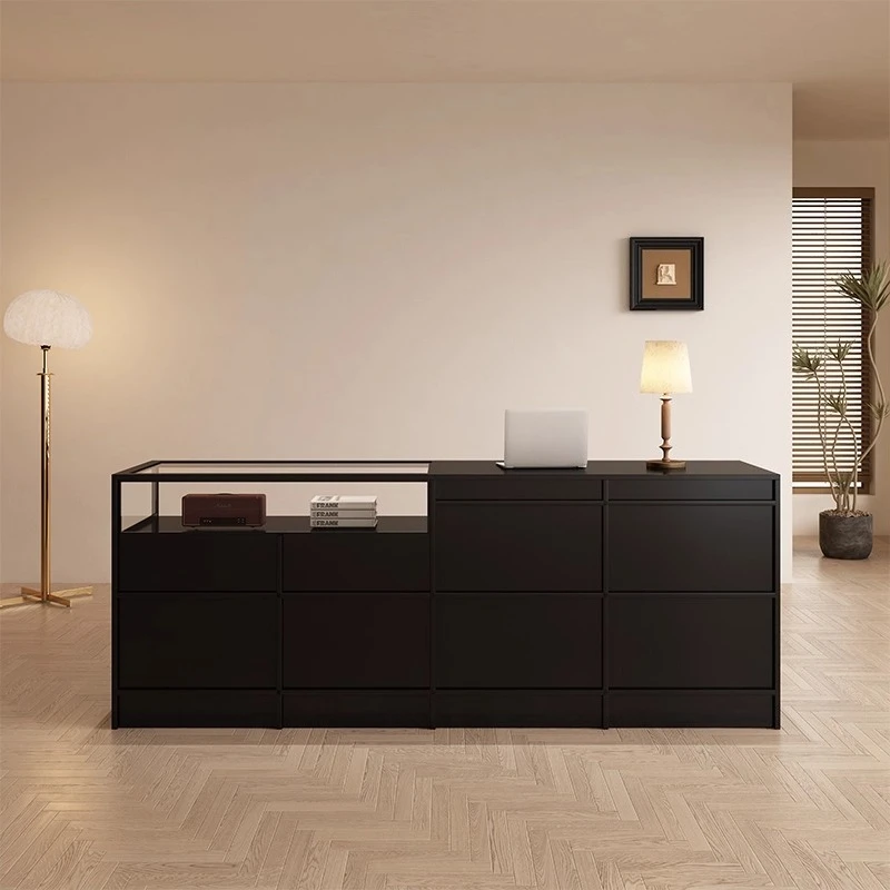 Clothing store Nakajima display table Side cabinet Solid wood front desk checkout page Reception bar with glass customization