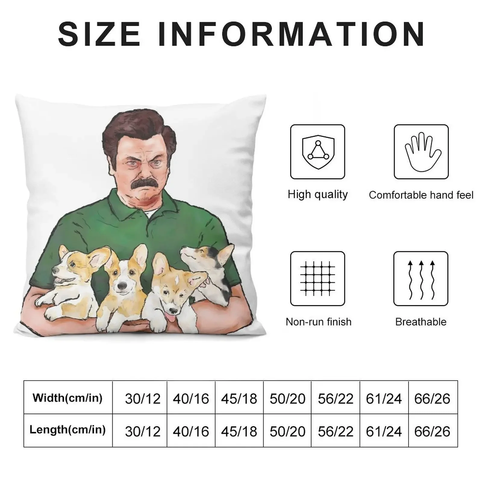 Ron Swanson Holding Corgi Puppies Throw Pillow Pillowcase Luxury Living Room Decorative Cushions pillow