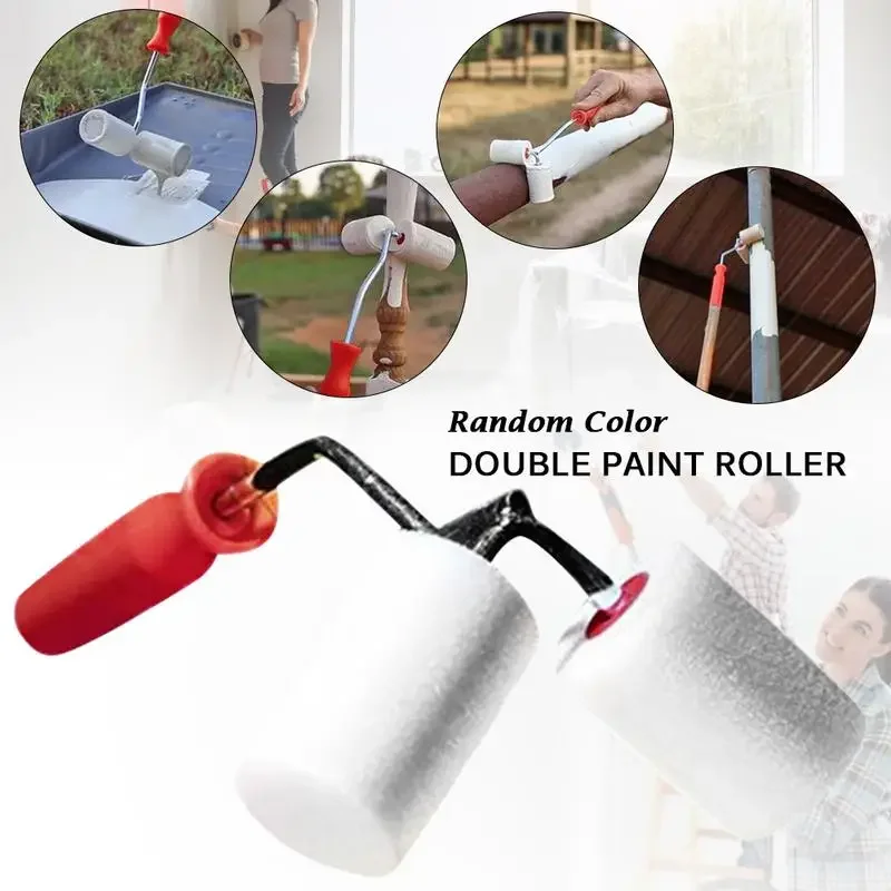 Double Sided Paint Roller Brush Painting Brushes Cylindrical Corner Painting Home Improvement Tools Duct Railing Roller Brush