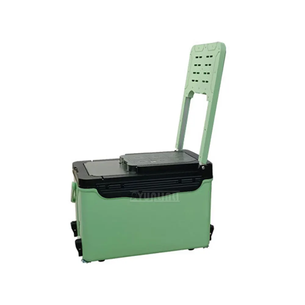 30L Fishing Box with Seat Backrest, Lightweight 4-Leg Height Adjustable Multifunctional Fishing Cooler