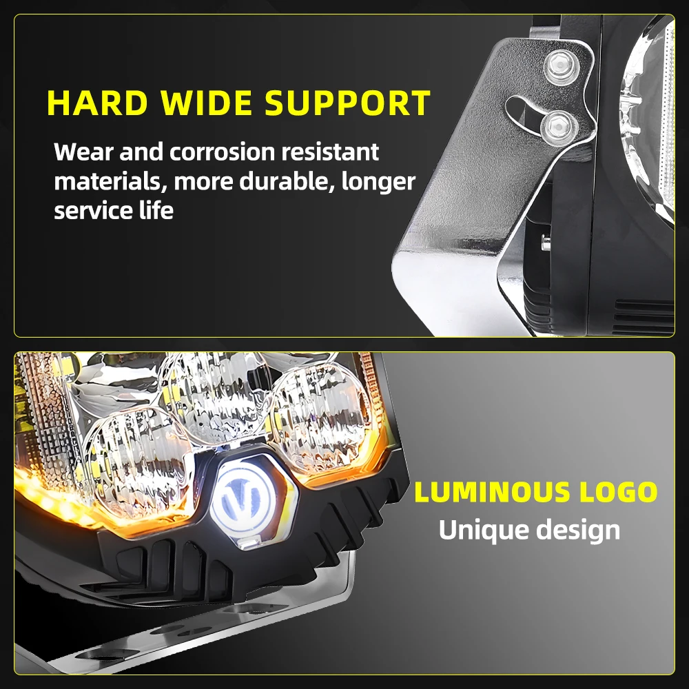 HL 5Inch LED Headlight Assembly DRL Car Driving Work Light Yellow White For Motorcycle Jeep Offroad 4x4 Truck Boat Fog Light