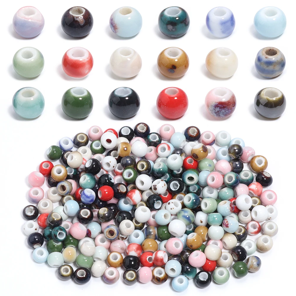 30Pcs 6mm Ceramic Round Beads Colored Large Hole Loose Spacer Beads For DIY Handmade Bracelets Earrings Jewelry Accessories