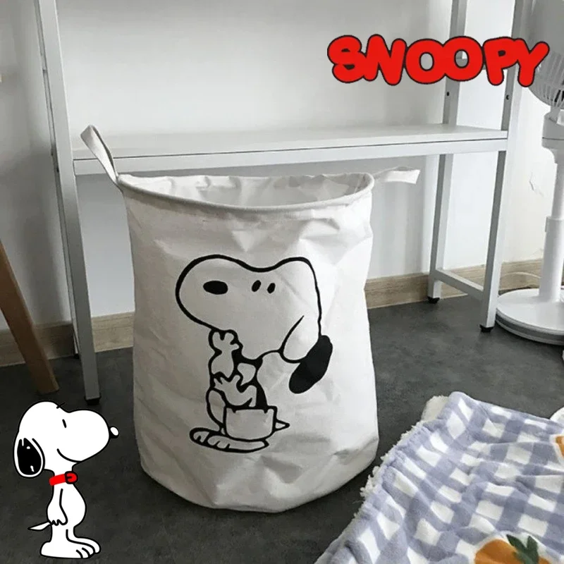 Snoopy Dirty Laundry Basket Foldable Round Waterproof Organizer Bucket Clothes Toys Cartoon Large Capacity Home Storage Basket