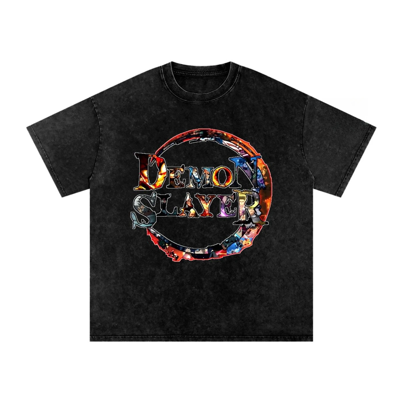 Relaxing and Comfortable DEMON SLAYER Snow Washed Oversized Cotton T-Shirt  2026 New Cotton Summer Tshirt for Men