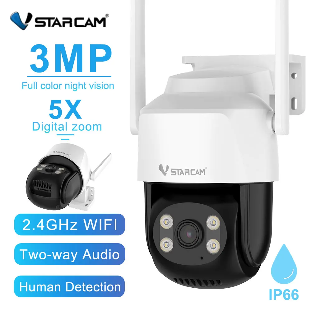 

Vstarcam 3MP PT Wifi IP Camera Outdoor Smart Tracking Human Detection 5X Digital Zoom Wireless Security Camera IP66 Waterproof
