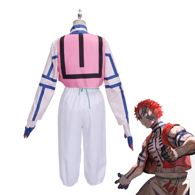 Akaza disfraz de Cosplay de rango superior, pegatinas de tres uniformes, peluca Hakuji, conjunto completo