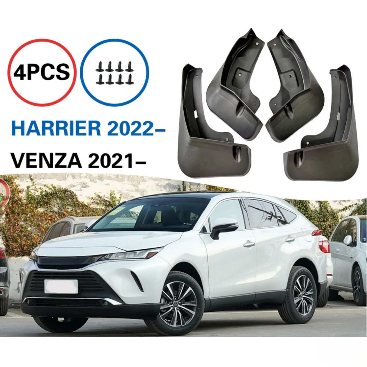 

Front Rear 4Pcs Car Mudguard for Toyota HARRIER 2022 Fender Mud Guard Flap Splash Mudguard with Screw Installation
