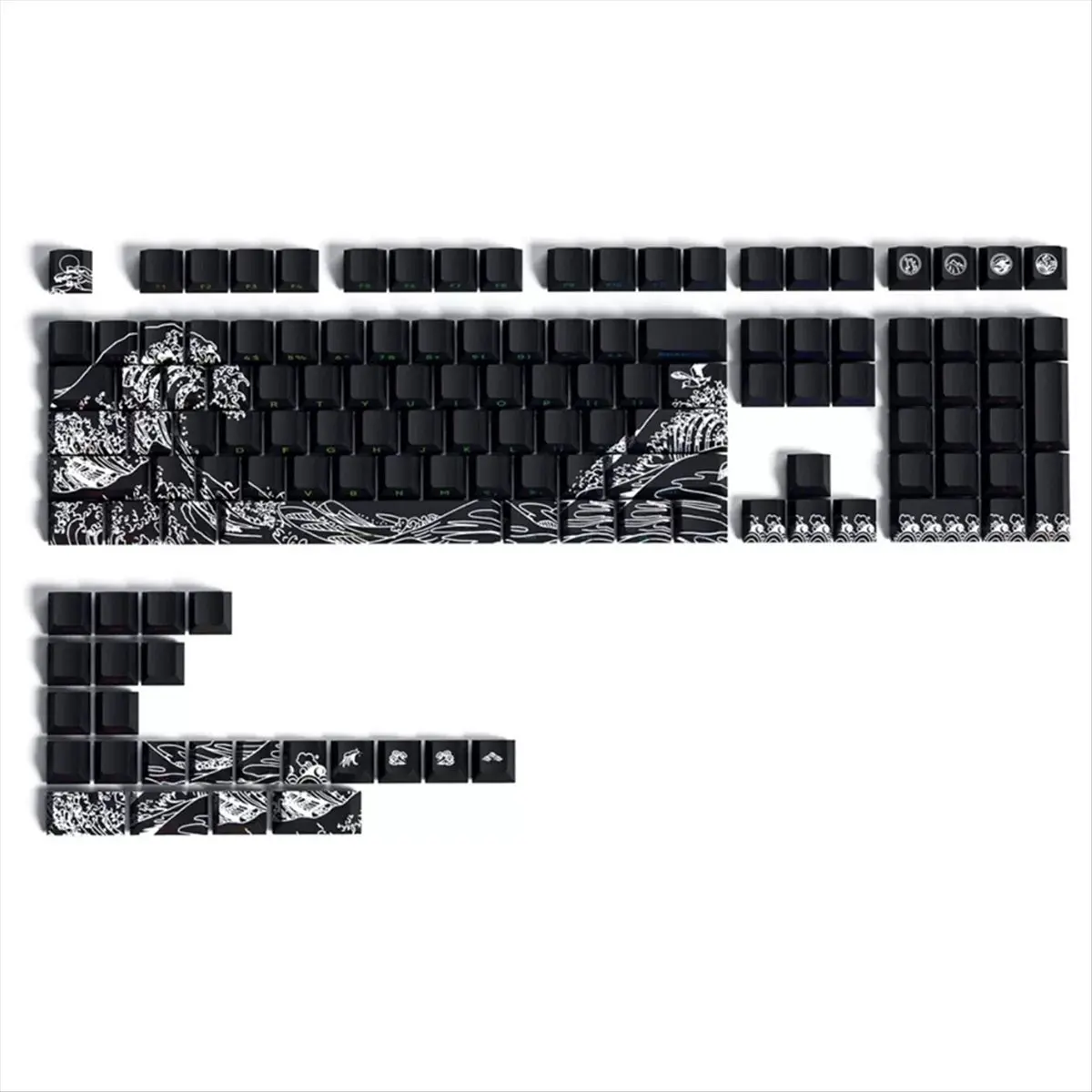 T35C -E Gradient Keycap PBT Personalized Side Carving Semi Transparent for 60/84/98/108 Mechanical Keyboard Black
