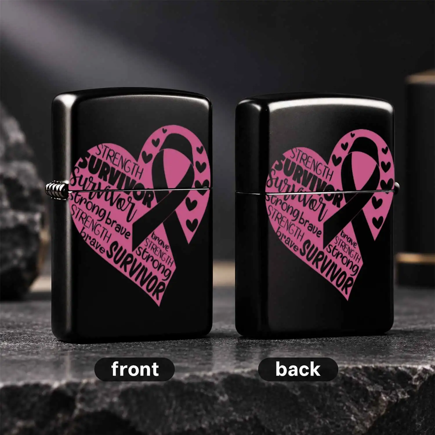Breast Cancer Survivor Themed Heart-Shaped Lighter, Inspirational Warm Souvenir For Women, Suitable For Indoor Outdoor Camping Candles Incense, Thoughtful Gift To Show Respect For Brave Strong Fighters, Portable Practic A Humorous And Inter