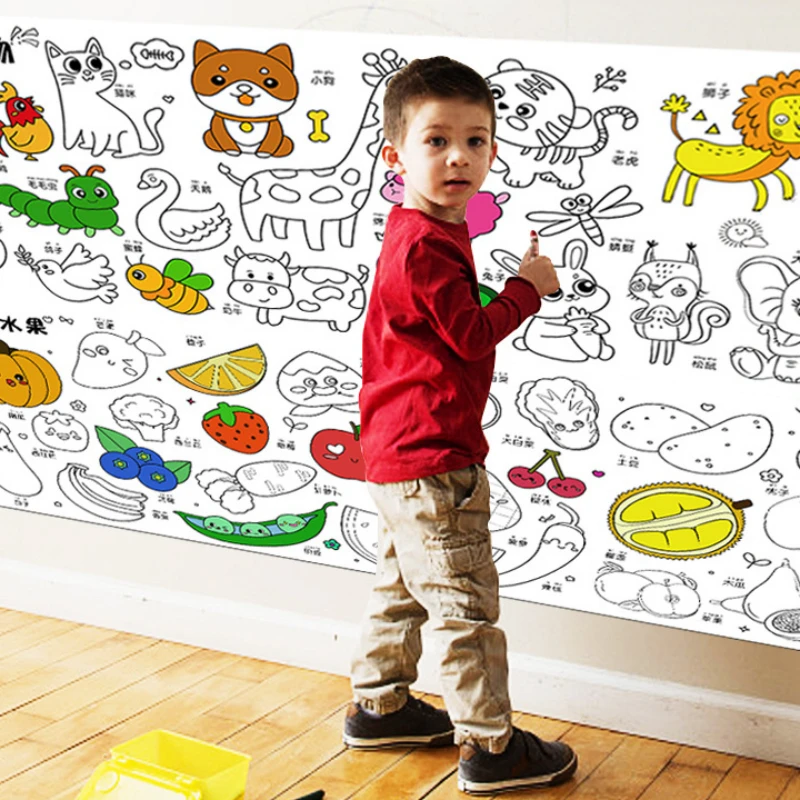 Kinder Zeichnung rolle klebrige Farbe Füllung Mal papier Graffiti Scroll DIY klebrige handgemachte Papiers chnitt Malerei pädagogisch