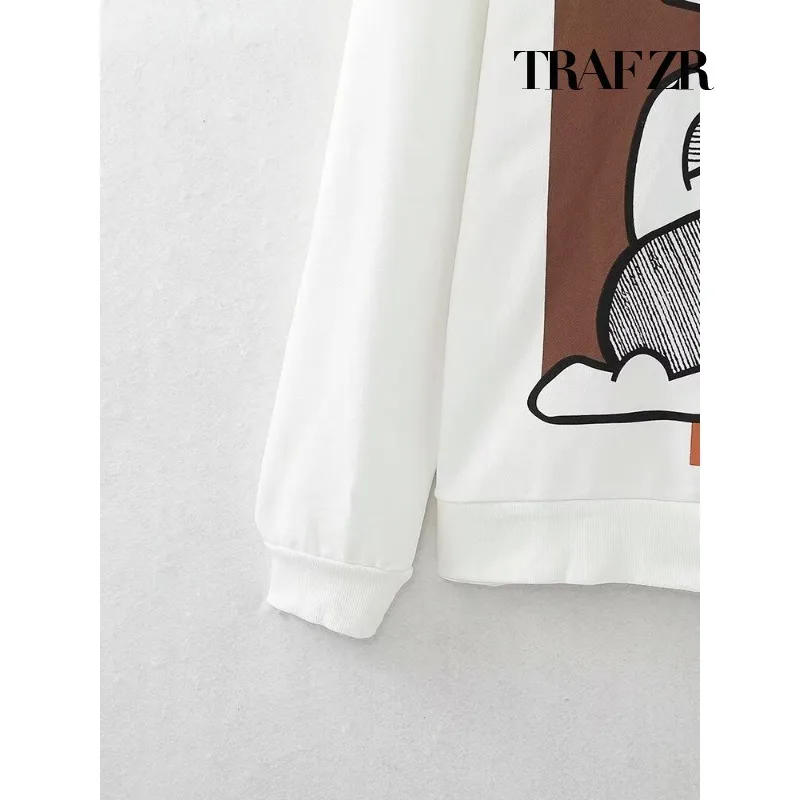 TRAF ZR Autumn Round Neck Y2k New Sweatshirts for Women\'s Winter Pullover Casual Long Sleeve Harajuku Oversize Top for Women