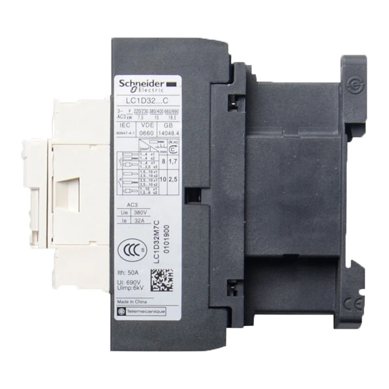Schneider 3P 3 Phase 3-Pole Contactor 220V AC 50/60Hz LC1D25 LC1D32 LC1D38 with Coil Voltage Options 24V 110V 220V 380 for Elect