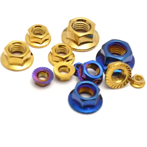 M4/M5/M6/M8/10*1.25/M12 * 1.25/M14 * 1.5/티타늄 도금 번트 블루 너트 오토바이 자전거 산악 자전거 너트