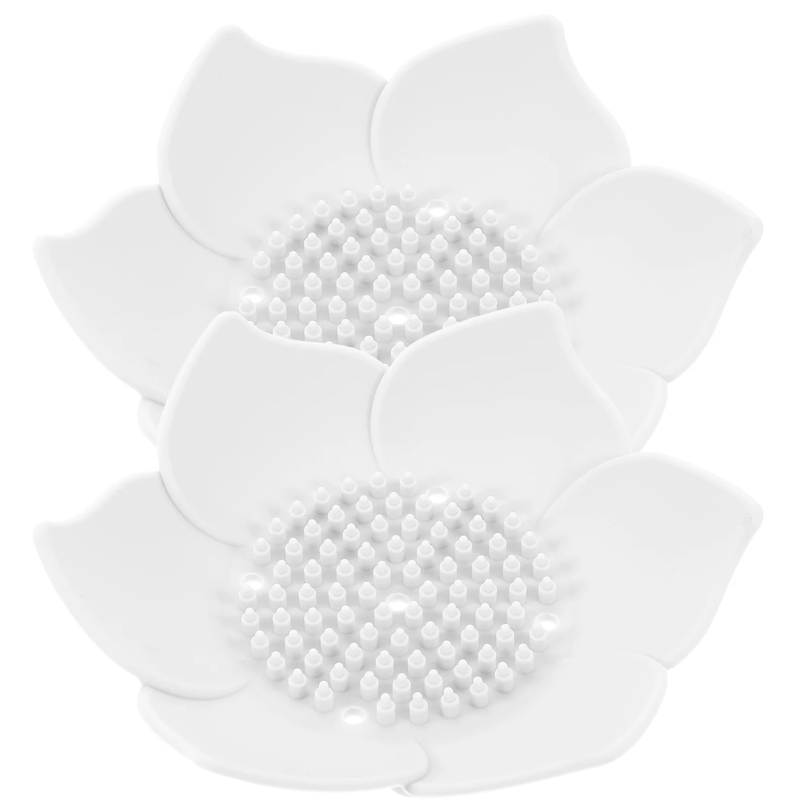 

2 Pcs Soap Silicone Dish Storage Tray Holder Self-draining Flexible White Flower-shape Travel