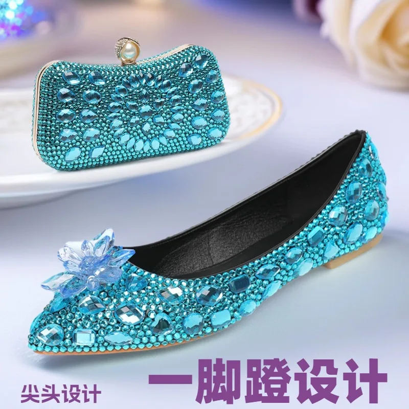 

Роскошные женские туфли-лодочки ручной работы со стразами и бриллиантами на плоской подошве, модные туфли-лодочки с кристаллами и цветами, весенне-осенние свадебные туфли для выпускного вечера для девочек