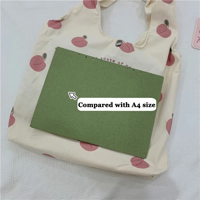 Cute Strawberry Tote Bag Aesthetic for School Girls Purses Shopper Designer Handbag Japanese Women Peach Print Eco Shoulder Bags