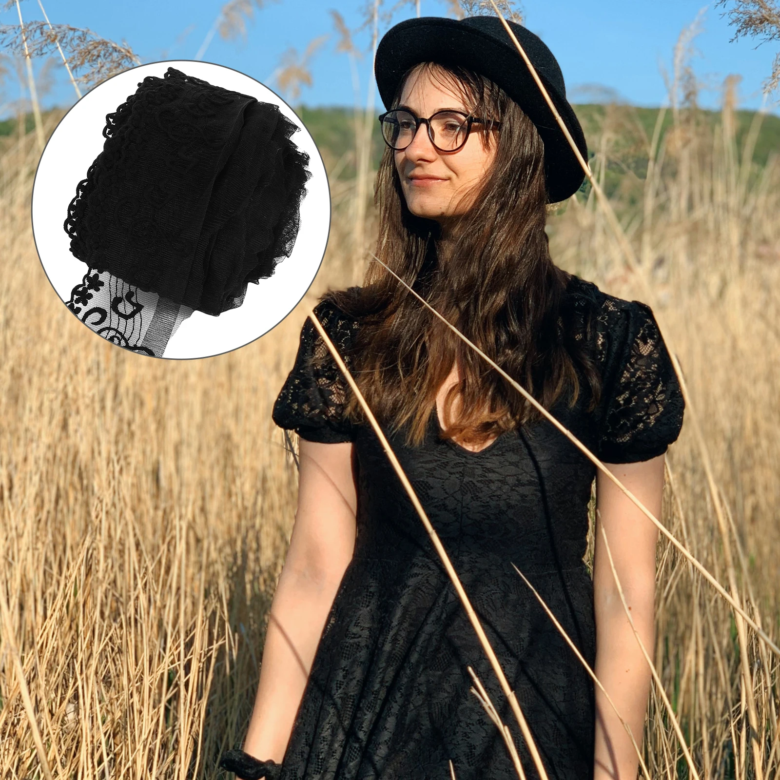 

15 Yards Music Notation Lace Trim Black Decorative Border for Wedding Dress DIY Craft Lace Fabric Flower Design